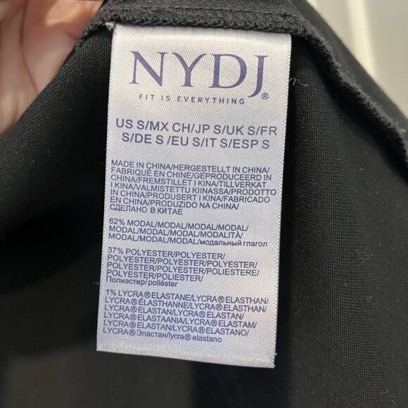 NYDJ Black Coated Denim Trucker Jacket with Slanted Seams S Could fit M - Picture 10 of 15